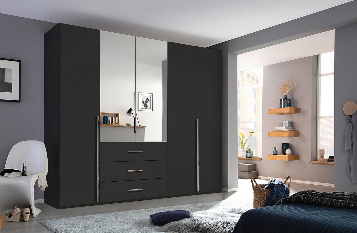 DREHTÜRENSCHRANK 251/223/60 cm,  in 5-türig  - Chromfarben, Design, Glas/Holzwerkstoff (251/223/60cm) - home24