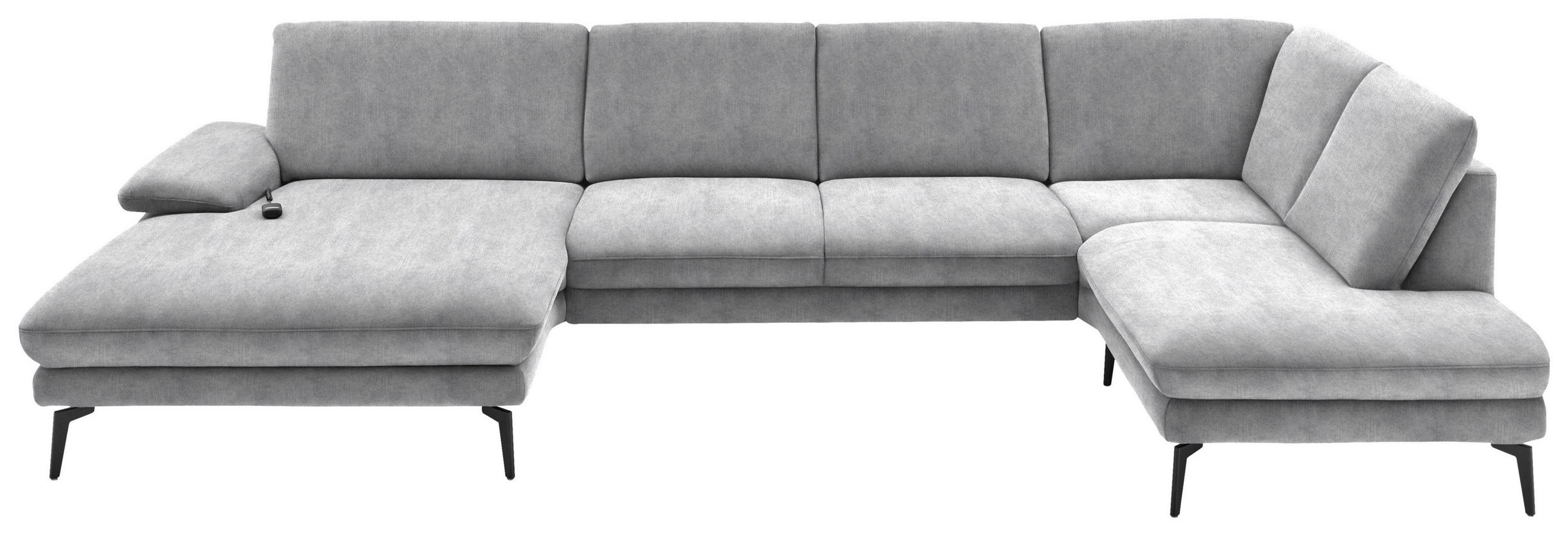 WOHNLANDSCHAFT in Velours Hellgrau  - Hellgrau/Schwarz, Design, Textil/Metall (180/344/208cm) - Dieter Knoll