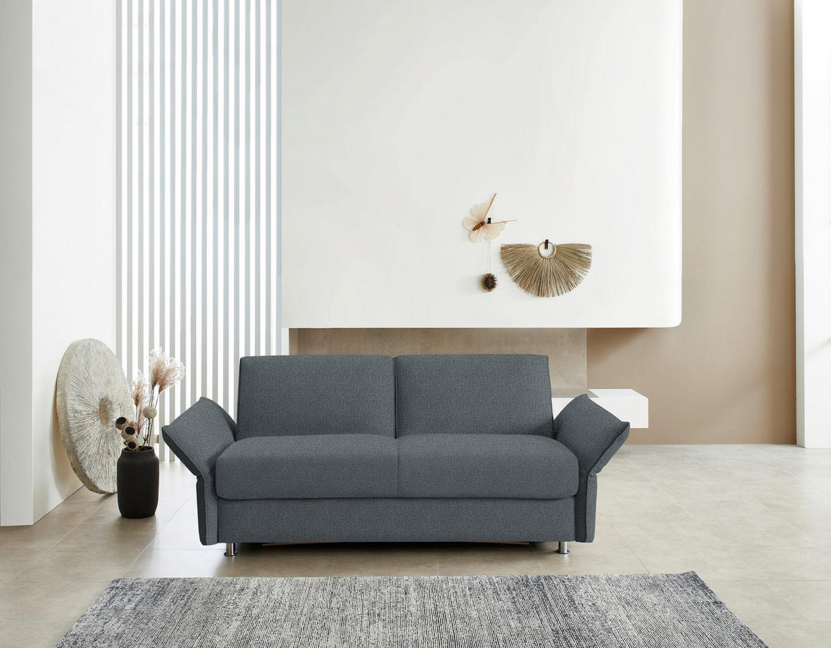 SCHLAFSOFA  in Flachgewebe Blaugrau  - Chromfarben/Blaugrau, Design, Textil/Metall (194-234/85/100cm) - Bali