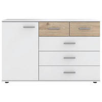 SIDEBOARD 130/83/41 cm  in Weiss, Eichefarben, Hickory  - Weiss/Eichefarben, Konventionell, Holzwerkstoff/Kunststoff (130/83/41cm) - Carryhome