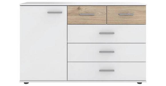 SIDEBOARD 130/83/41 cm in Weiß, Eichefarben, Hickory - Eichefarben/Alufarben, KONVENTIONELL, Holzwerkstoff/Kunststoff (130/83/41cm) - Carryhome