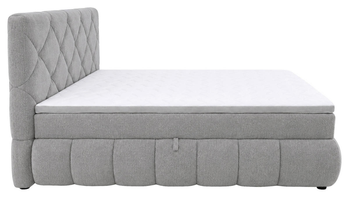 BOXBETT 180/200 cm,  in Silberfarben, gepolstertes Kopfteil, Bettkasten, Topper, Matratzen, H3 + H3 = fest  - Silberfarben/Schwarz, Design, Kunststoff/Textil (180/200cm) - Chameo