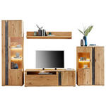 WOHNWAND  in Eichefarben  327,4/208,6/50,2 cm  - Eichefarben/Silberfarben, KONVENTIONELL, Glas/Holz (327,4/208,6/50,2cm) - Voleo