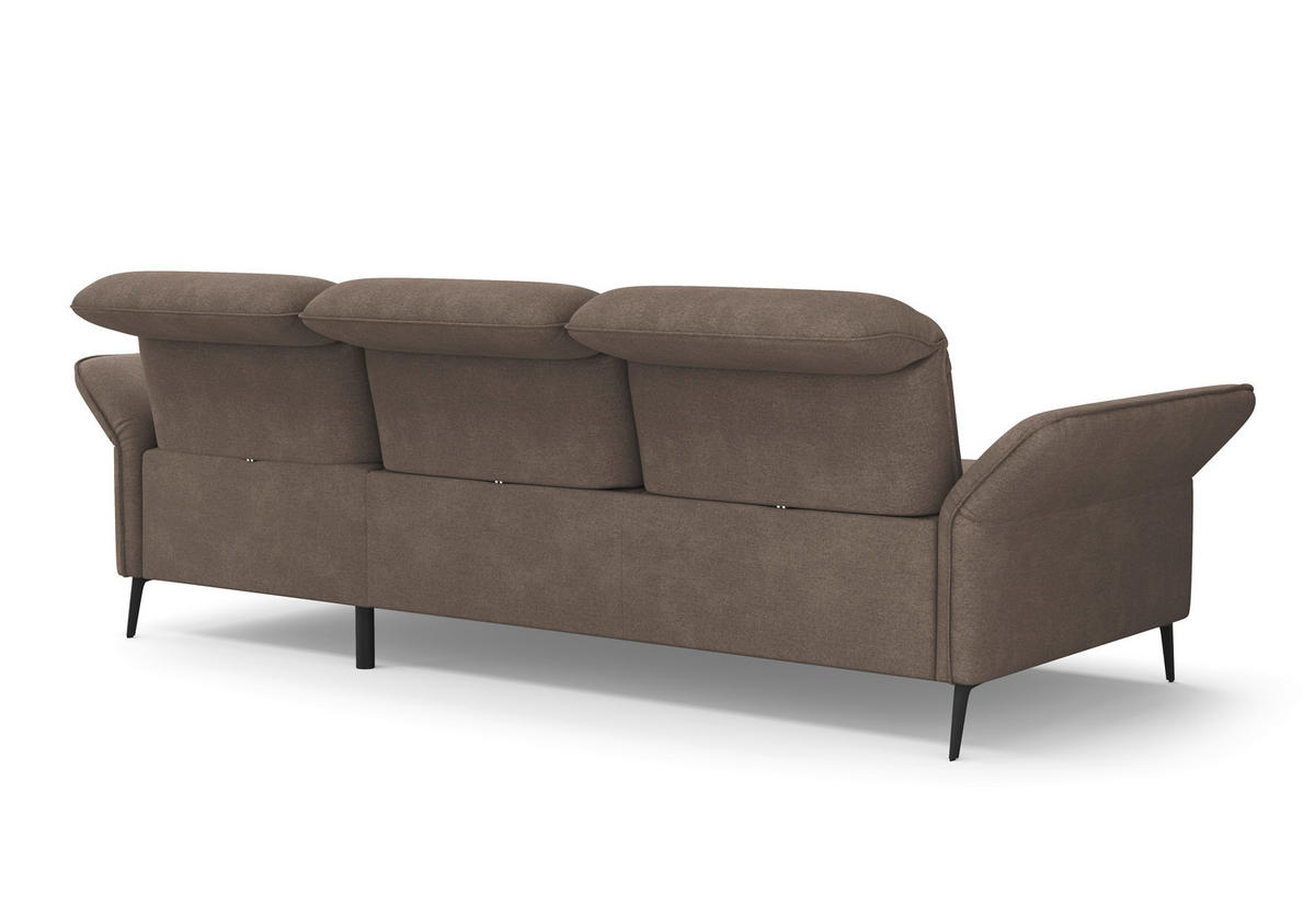 ECKSOFA in Flachgewebe Schlammfarben  - Schlammfarben/Schwarz, Konventionell, Textil/Metall (264/198cm) - Sit & More