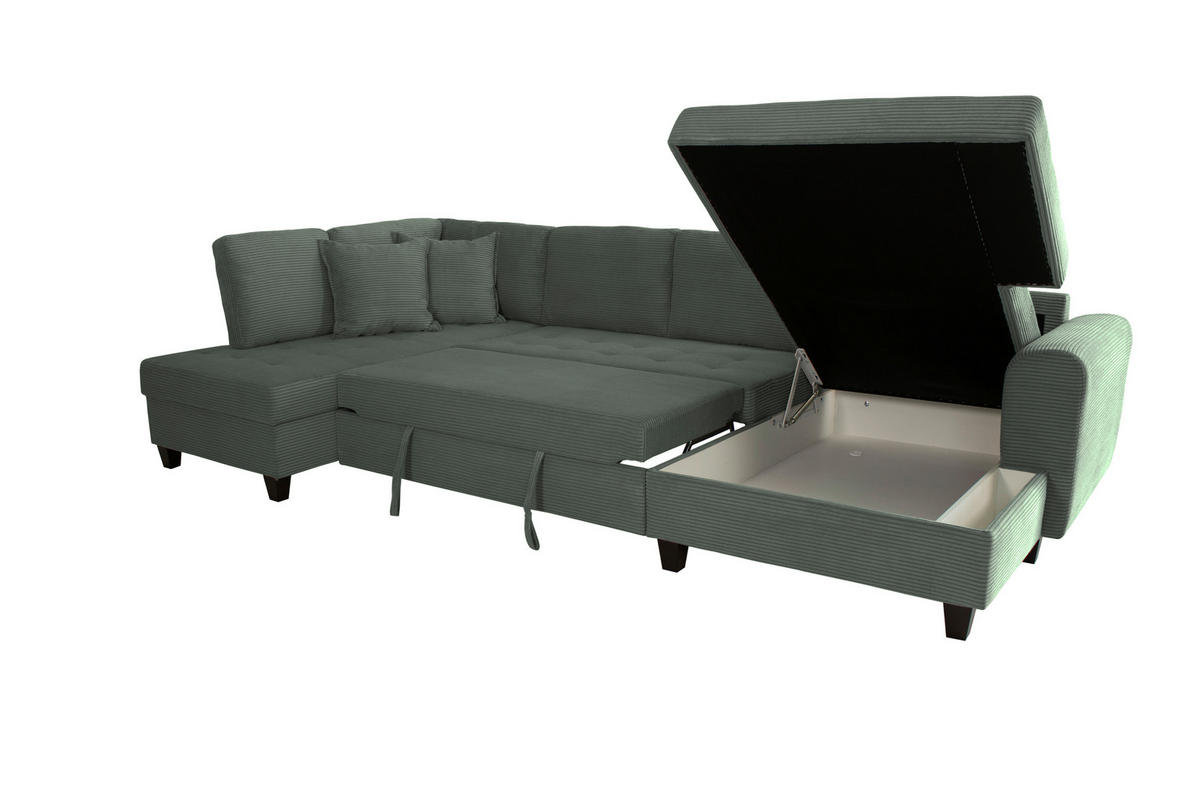 WOHNLANDSCHAFT MORITZ Grün Cord  - Grün, Trend, Textil (178/324/155cm) - P & B