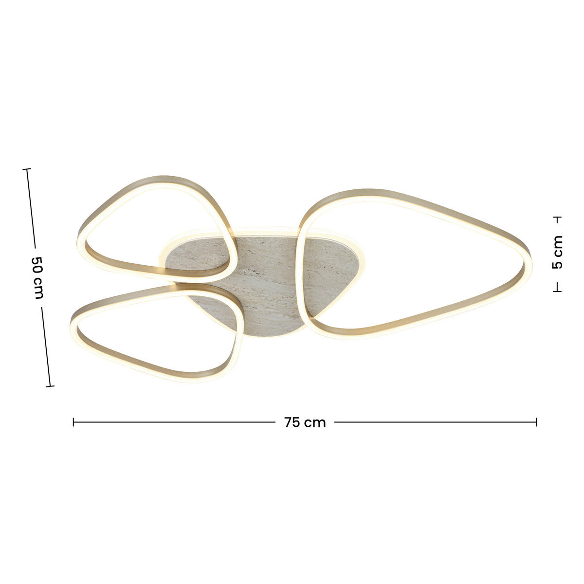 DECKENLEUCHTE    75/50/5 cm  - Champagner, Trend, Kunststoff/Metall (75/50/5cm) - Collett's Monde