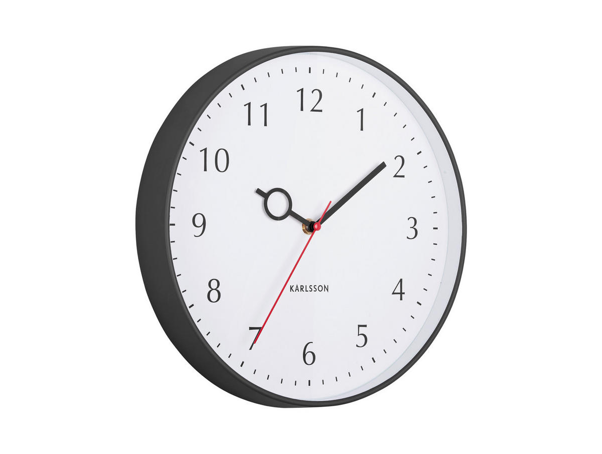 WANDUHR 30/30/4.2 cm   - Schwarz/Weiß, KONVENTIONELL, Kunststoff (30/30/4.2cm) - Karlsson