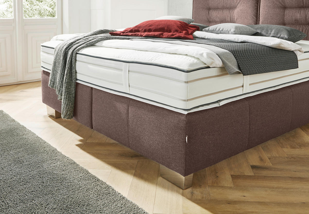 BOXSPRINGBETT 180/200 cm  in Braun  - Chromfarben/Braun, Konventionell, Textil (180/200cm) - Dieter Knoll