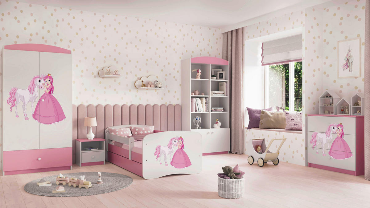 KINDER-/JUNIORBETT - Pink/Birkefarben, MODERN, Holz/Holzwerkstoff (80/160cm) - MID.YOU