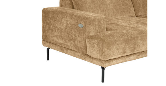 ECKSOFA Hellbraun Chenille Kopfteilverstellung, Sitztiefenverstellung  - Hellbraun/Schwarz, Design, Textil/Metall (307/243cm) - Xora