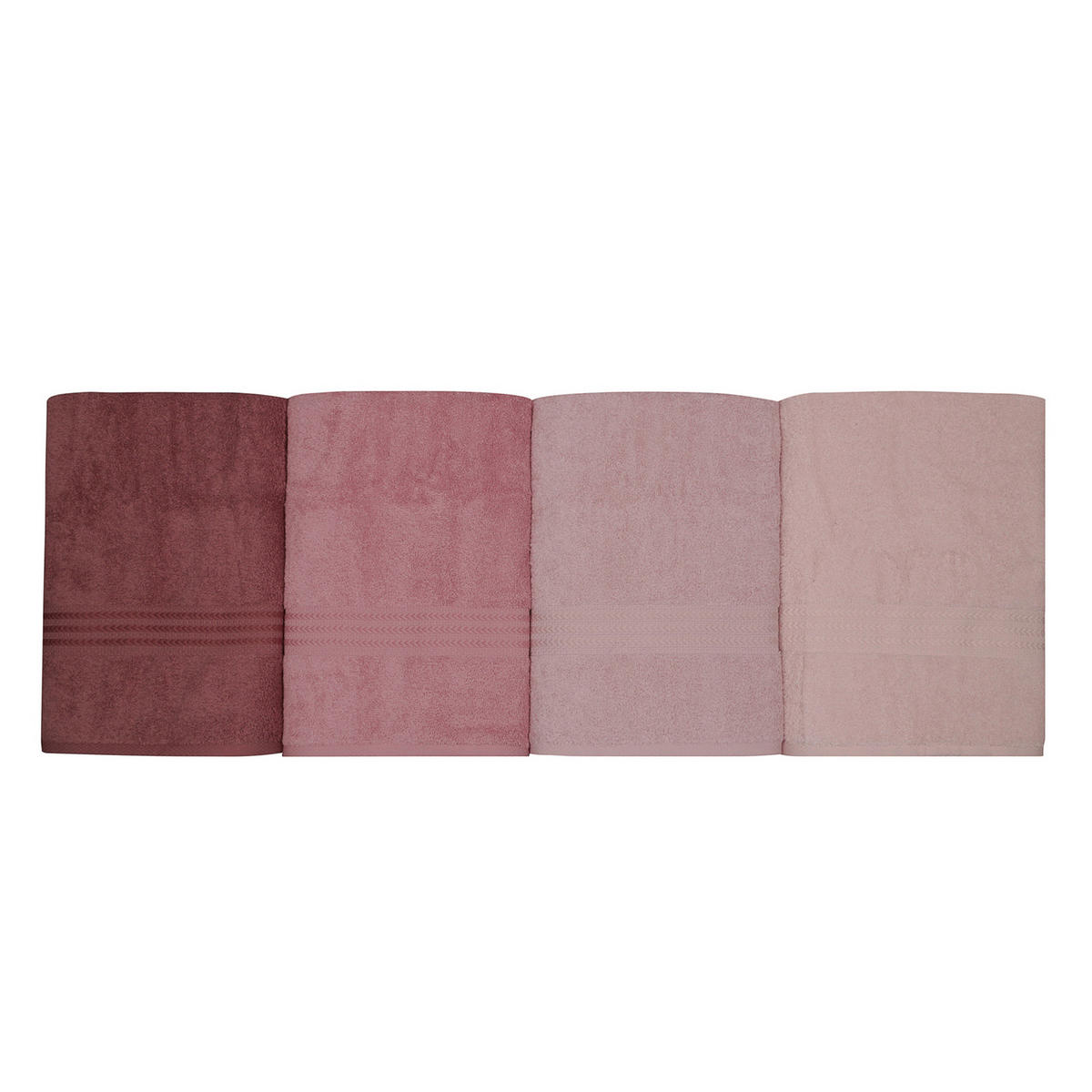 DUSCHTUCHSET Altrosa, Pink, Hellrosa 4-teilig  - Pink/Hellrosa, Basics, Textil (70/140cm)