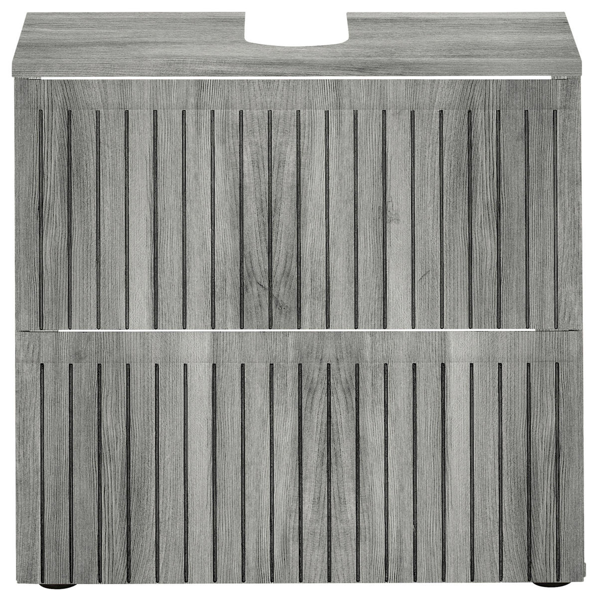 WASCHBECKENUNTERSCHRANK 60/57/36 cm  - Eiche grau/Schwarz, Modern, Holzwerkstoff/Kunststoff (60/57/36cm) - MID.YOU