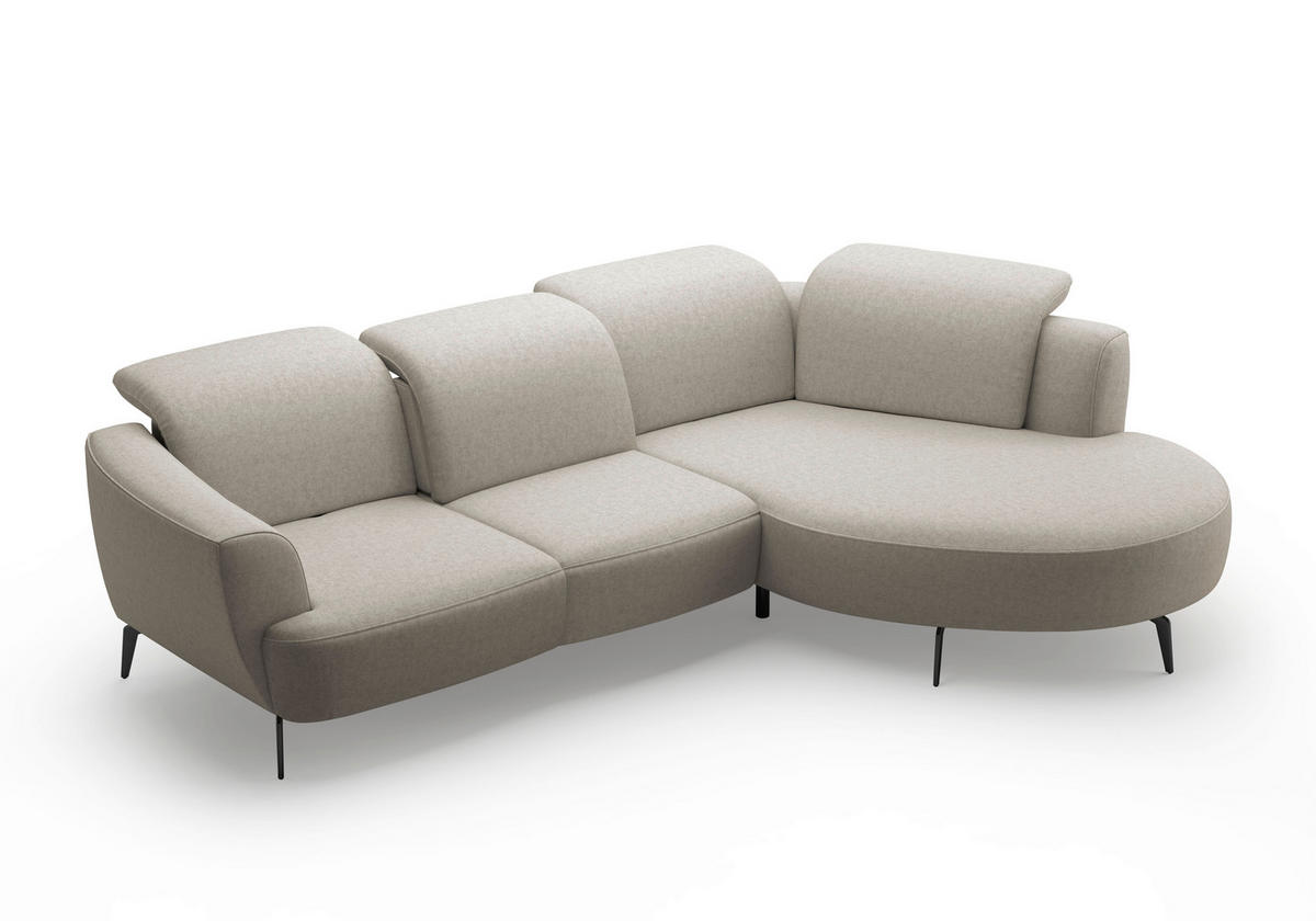ECKSOFA ZOE E Taupe Flachgewebe  - Taupe/Schwarz, KONVENTIONELL, Textil/Metall (309/199cm) - Sit & More