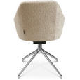 ARMLEHNSTUHL  in Aluminium Bouclé  - Creme/Alufarben, Design, Textil/Metall (58/81,5-84,5/60cm) - Johann Jakob