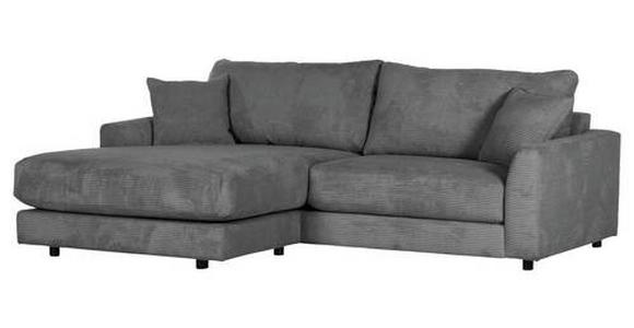 ECKSOFA Anthrazit Cord  - Anthrazit/Schwarz, Design, Kunststoff/Textil (240/175cm) - Landscape