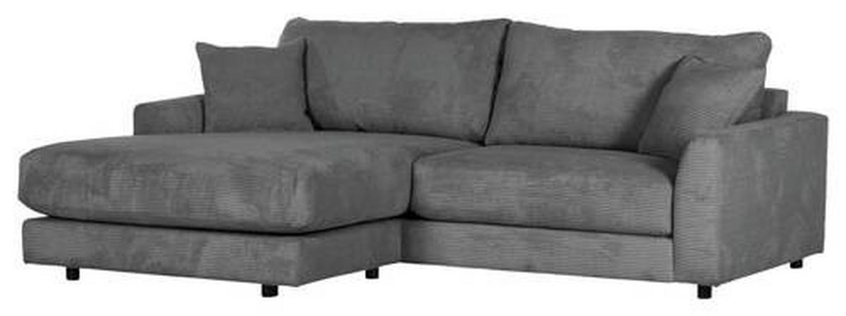 ECKSOFA in Cord Anthrazit  - Anthrazit/Schwarz, Design, Kunststoff/Textil (240/175cm) - Landscape