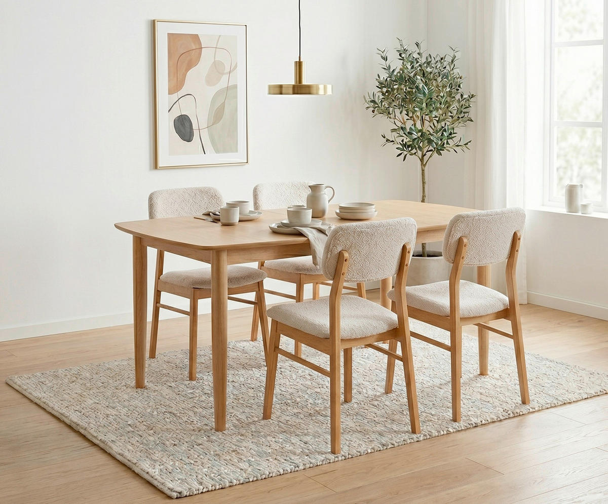 ESSTISCH 180-220/90/76 cm Echtholz  Holz ausziehbar rechteckig Eichefarben  - Eichefarben, KONVENTIONELL, Holz (180-220/90/76cm) - MID.YOU