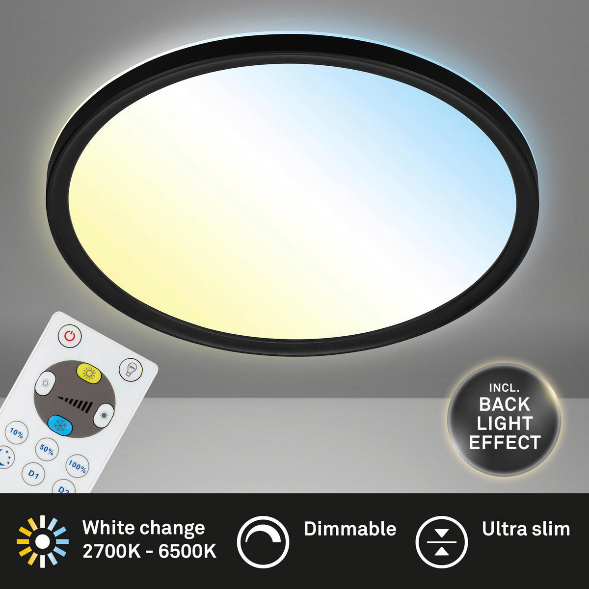 LED-PANEEL  - Schwarz, Design, Kunststoff (29.3/2.8cm)