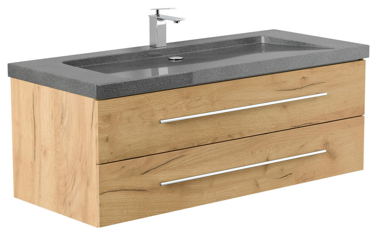 WASCHTISCHKOMBI 130 cm  - Eichefarben, Basics, Holzwerkstoff/Stein (130cm) - MID.YOU