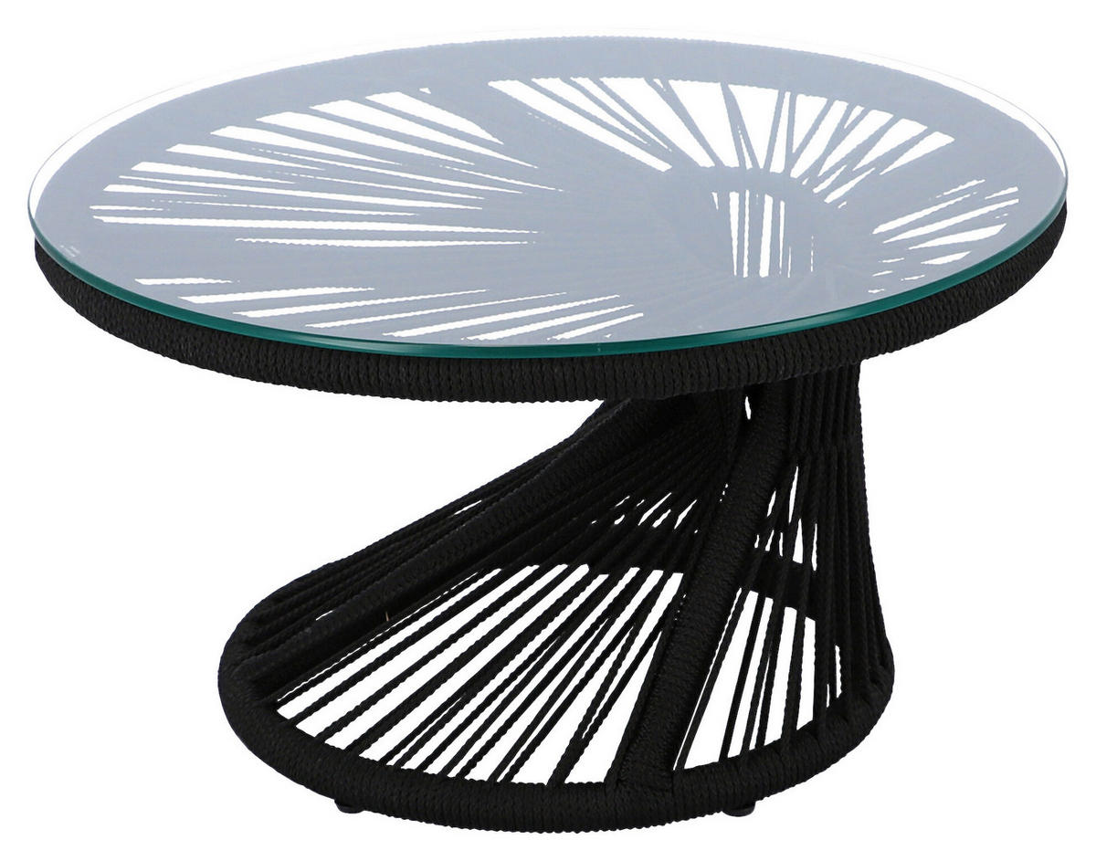 GARTENBEISTELLTISCH 65/65/35 cm Textil  - Schwarz, MODERN, Glas/Textil (65/65/35cm) - Jan Kurtz