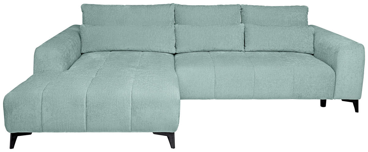 ECKSOFA Hellblau Chenille  - Schwarz/Hellblau, KONVENTIONELL, Kunststoff/Textil (222/279cm) - Hom`in