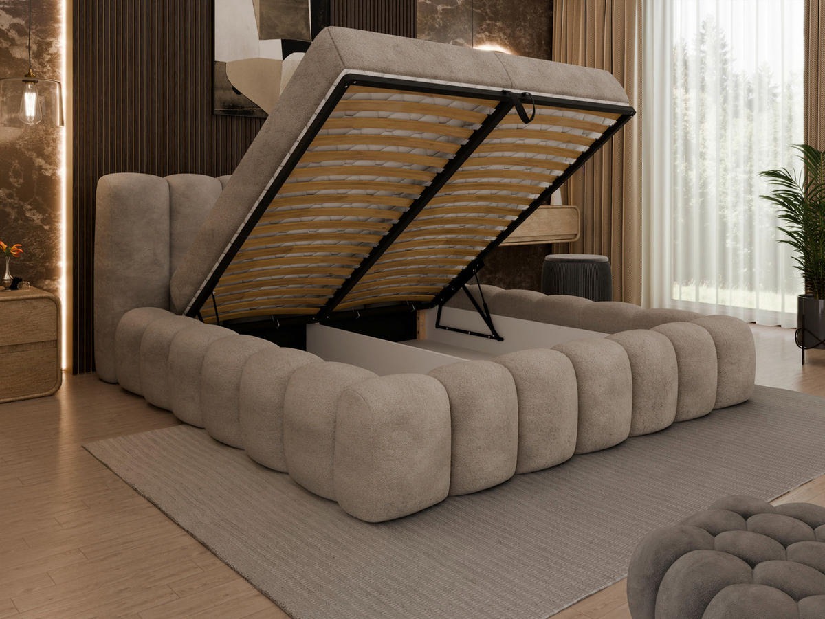 POLSTERBETT 180/200 cm  in Beige  - Birkefarben/Beige, Trend, Holz/Kunststoff (180/200cm) - Esposa