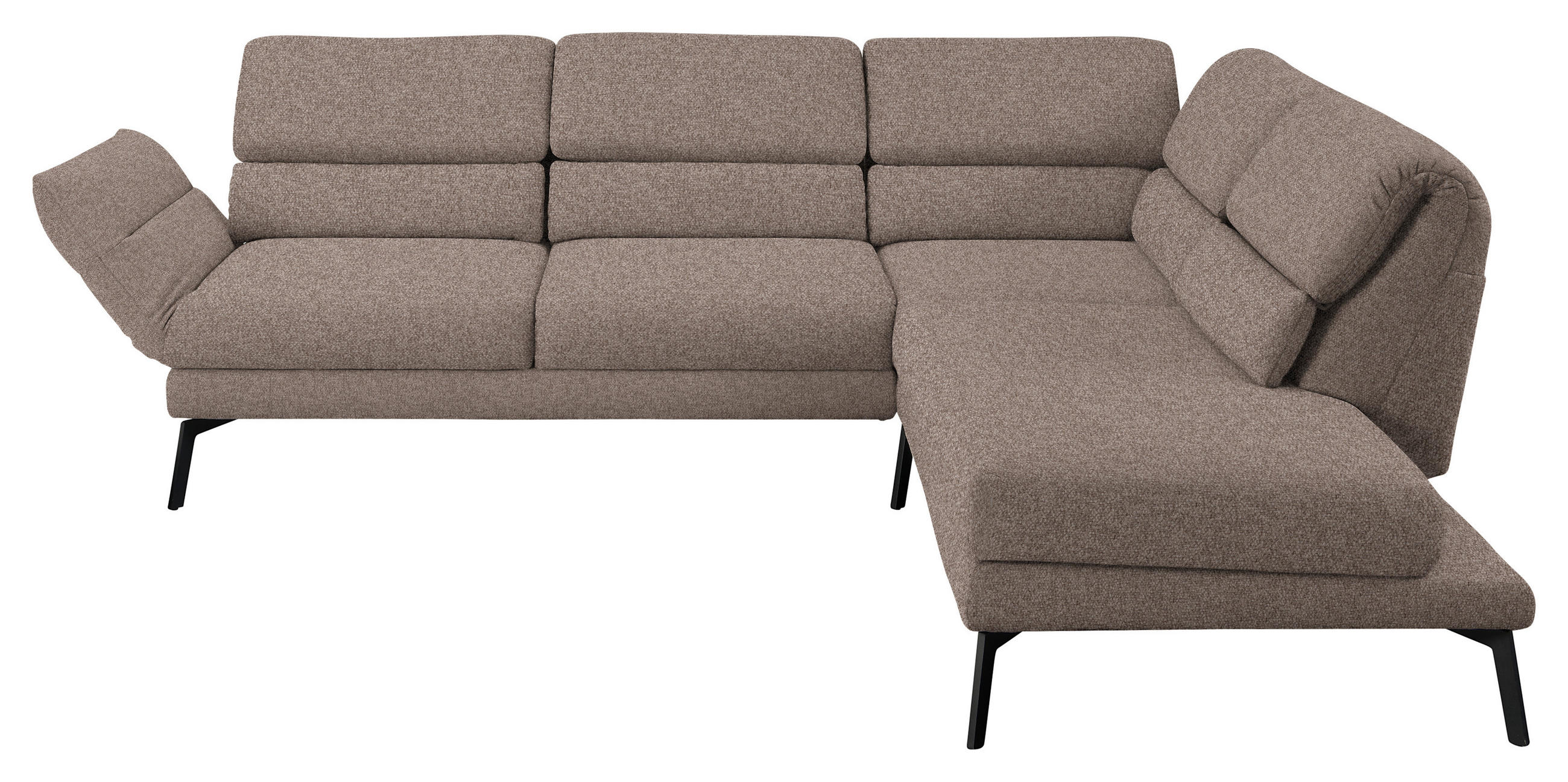 ECKSOFA in Flachgewebe Taupe  - Taupe/Schwarz, Design, Textil/Metall (256-363/212-253cm) - Dieter Knoll