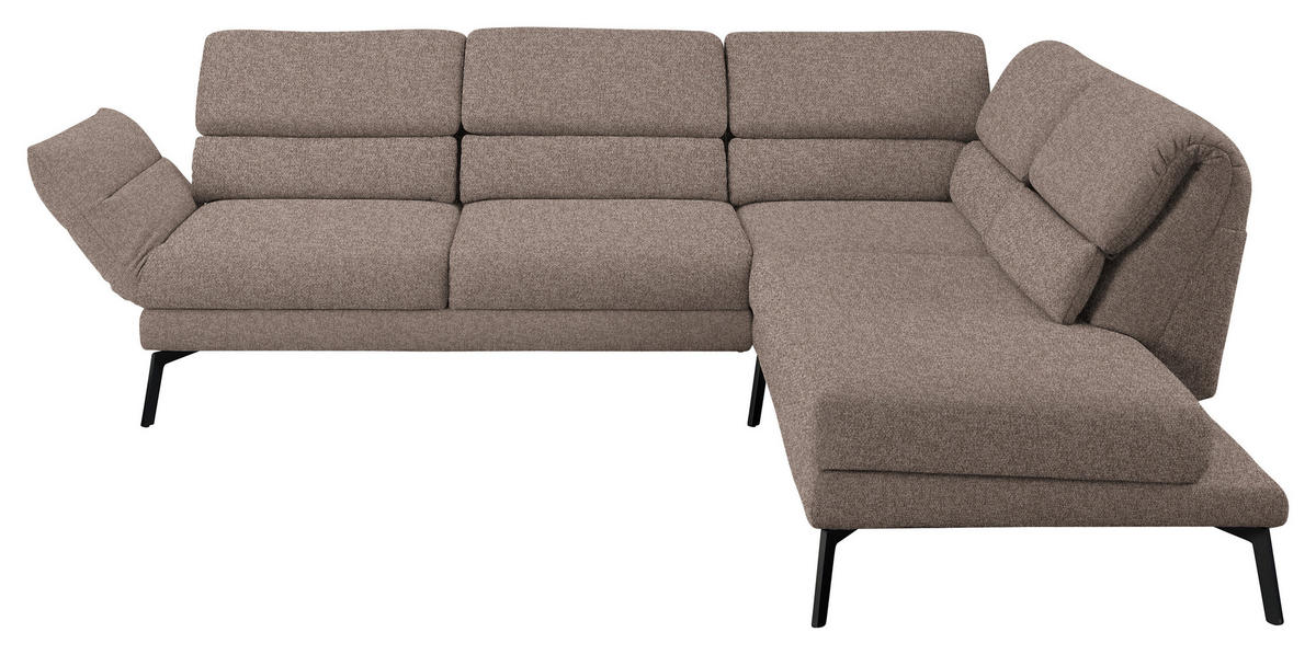 ECKSOFA in Flachgewebe Taupe  - Taupe/Schwarz, Design, Textil/Metall (256-363/212-253cm) - Dieter Knoll
