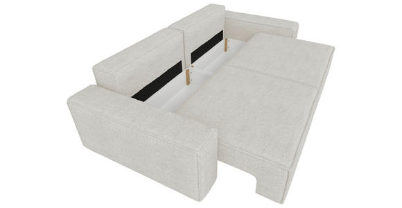 SCHLAFSOFA  mit Liegefunktion, Schlafen auf Sitzhöhe, Rücken echt Webstoff Creme  - Creme/Schwarz, KONVENTIONELL, Kunststoff/Textil (256/83/115cm) - Carryhome