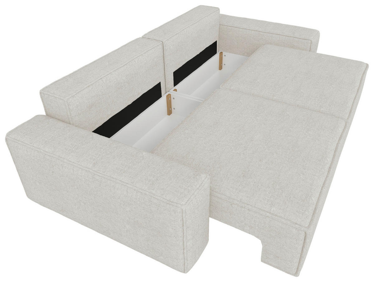 SCHLAFSOFA Webstoff Creme  - Creme/Schwarz, KONVENTIONELL, Kunststoff/Textil (256/83/115cm) - Carryhome