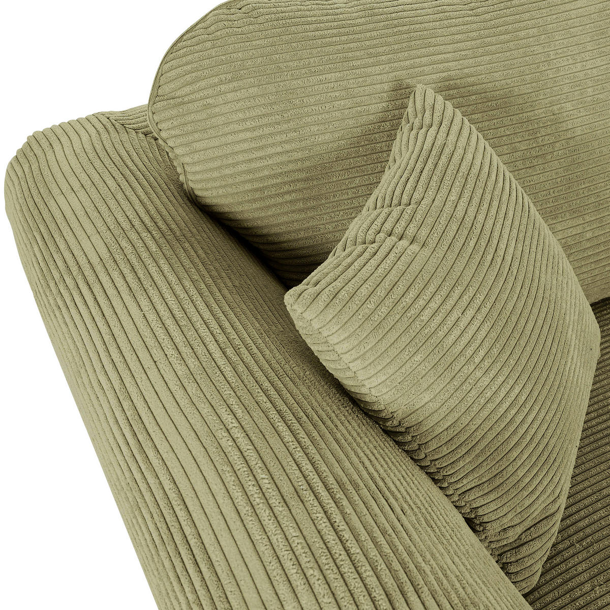 2-SITZER-SOFA in Cord Hellgrün  - Dunkelbraun/Hellgrün, Konventionell, Holz/Textil (190/70/90cm) - home24