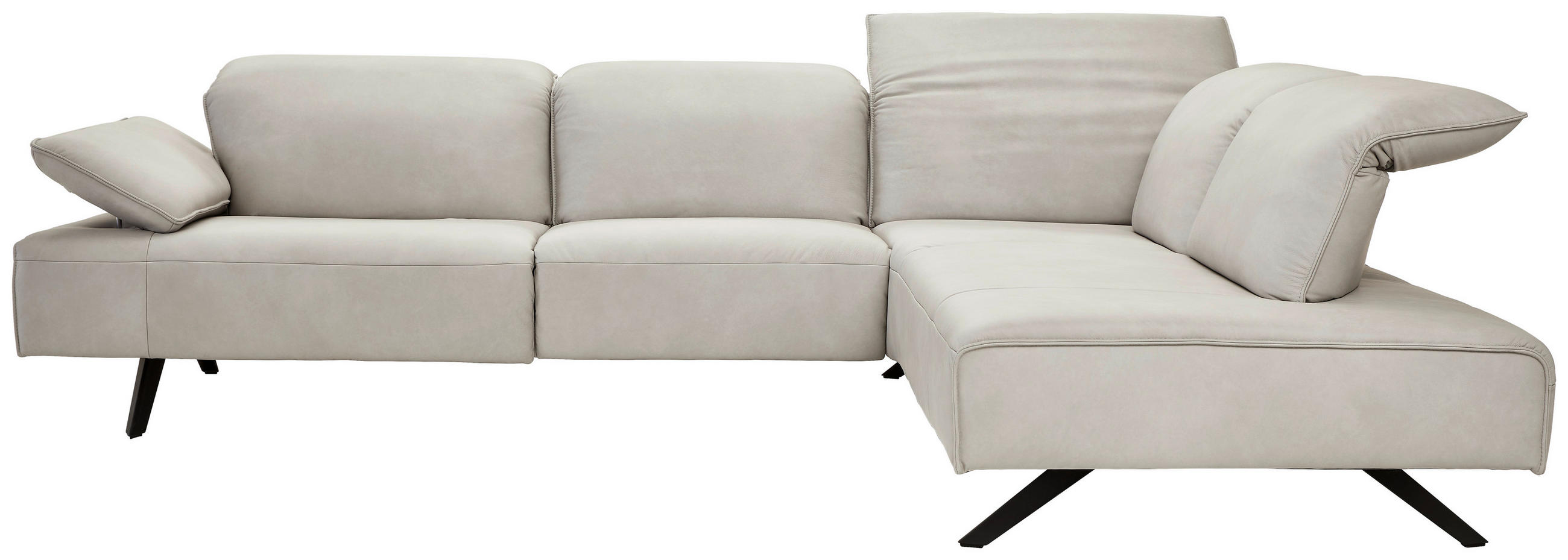 ECKSOFA Greige Echtleder  - Greige/Anthrazit, Design, Leder/Metall (290/230cm) - Johann Jakob