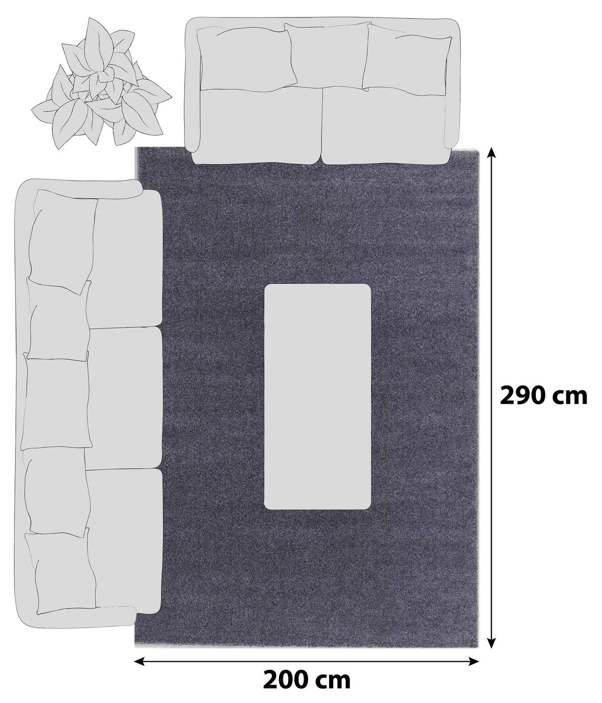 HOCHFLORTEPPICH 200/290 cm Pure Anthrazit  - Anthrazit, Basics, Textil (200/290cm) - Schöner Wohnen