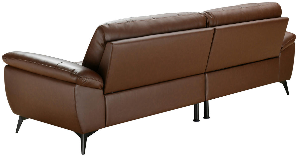 ECKSOFA Braun Echtleder Lederlook  - Schwarz/Braun, Design, Leder/Textil (266/86/120cm) - MID.YOU