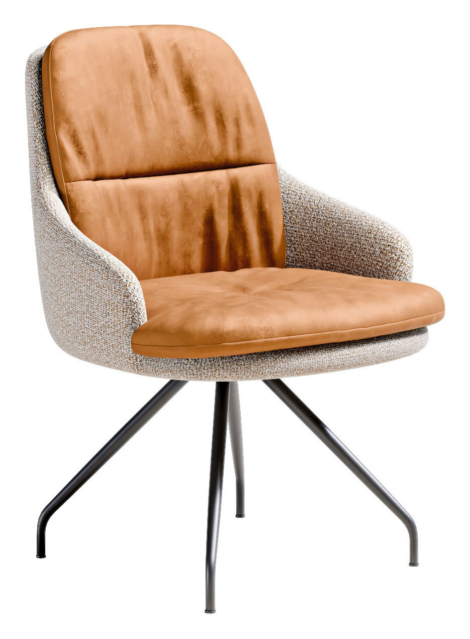ARMLEHNSTUHL  Beinauswahl, Sitzfläche 360° drehbar, Stoff-/Lederauswahl Velours  Naturfarben, Rostfarben  - Rostfarben/Schwarz, Design, Textil/Metall (60/86/66cm) - Dieter Knoll