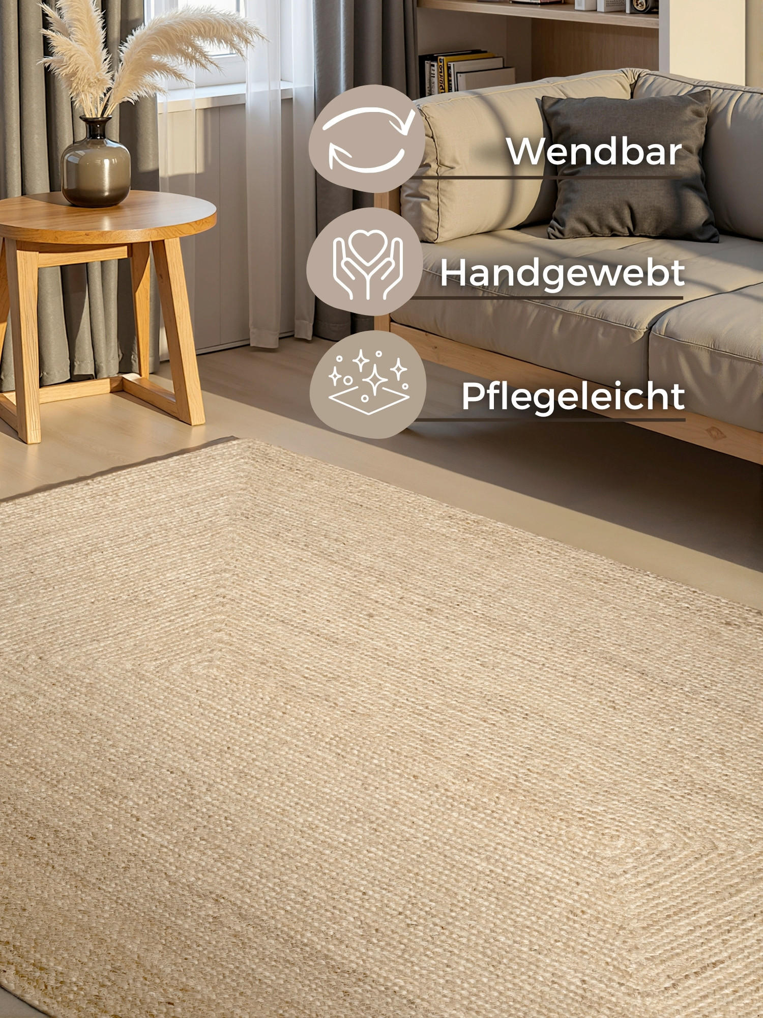 JUTETEPPICH 60/90 cm Sharmila Creme  - Creme, Basics, Textil (60/90cm)