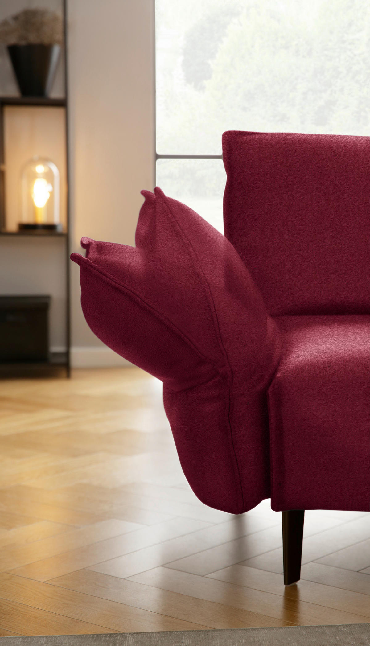 ECKSOFA in Echtleder Rot  - Rot/Schwarz, Design, Leder/Metall (340/272cm) - W.Schillig