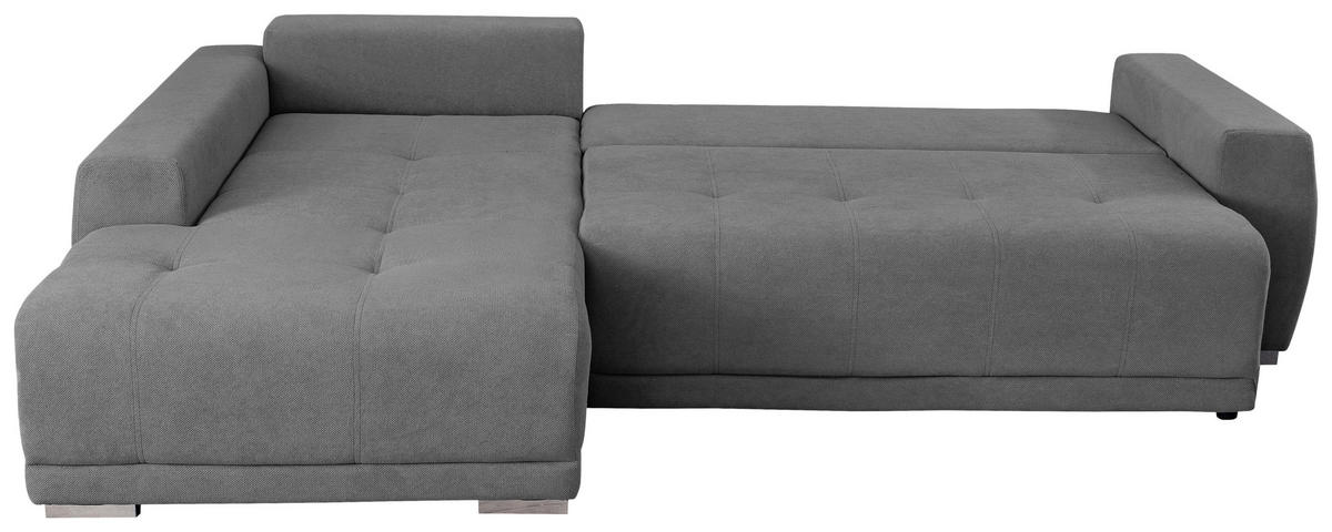 ECKSOFA in Flachgewebe Dunkelgrau  204/280 cm  - Dunkelgrau/Silberfarben, Design, Kunststoff/Textil (204/280cm) - MID.YOU