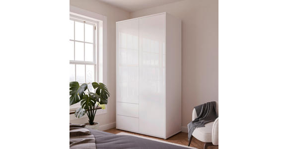 DREHTÜRENSCHRANK 115/214/60 cm,  in Weiß, Weiß Hochglanz, 2-türig  - Weiß Hochglanz/Weiß, Trend, Holzwerkstoff (115/214/60cm) - Carryhome
