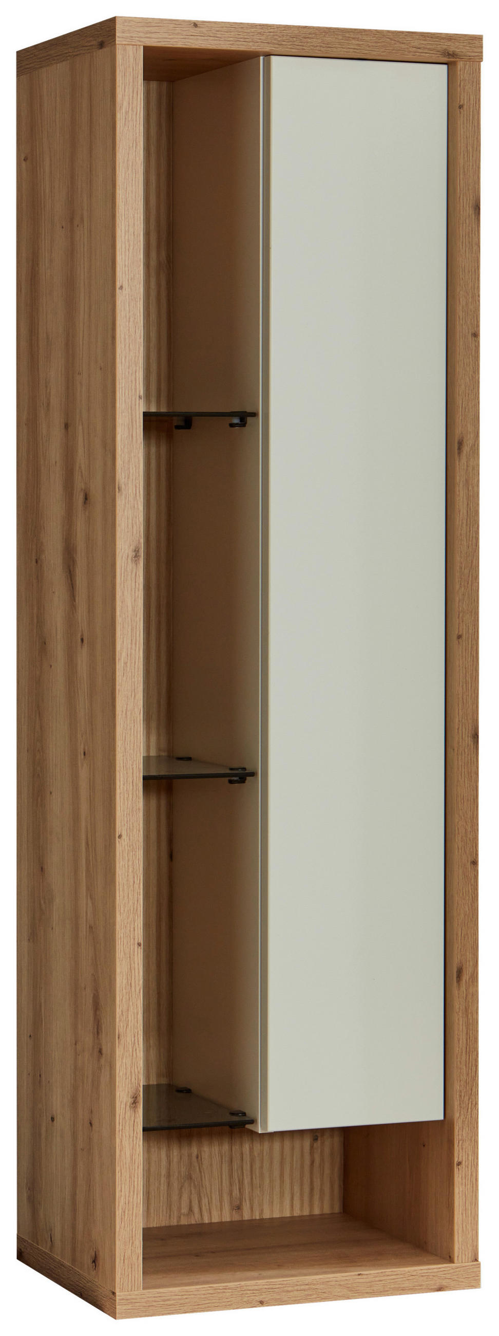 HÄNGEVITRINE Weiss, Eiche Artisan  40/129/32 cm  - Weiss/Eiche Artisan, Design, Glas/Holzwerkstoff (40/129/32cm) - Stylife