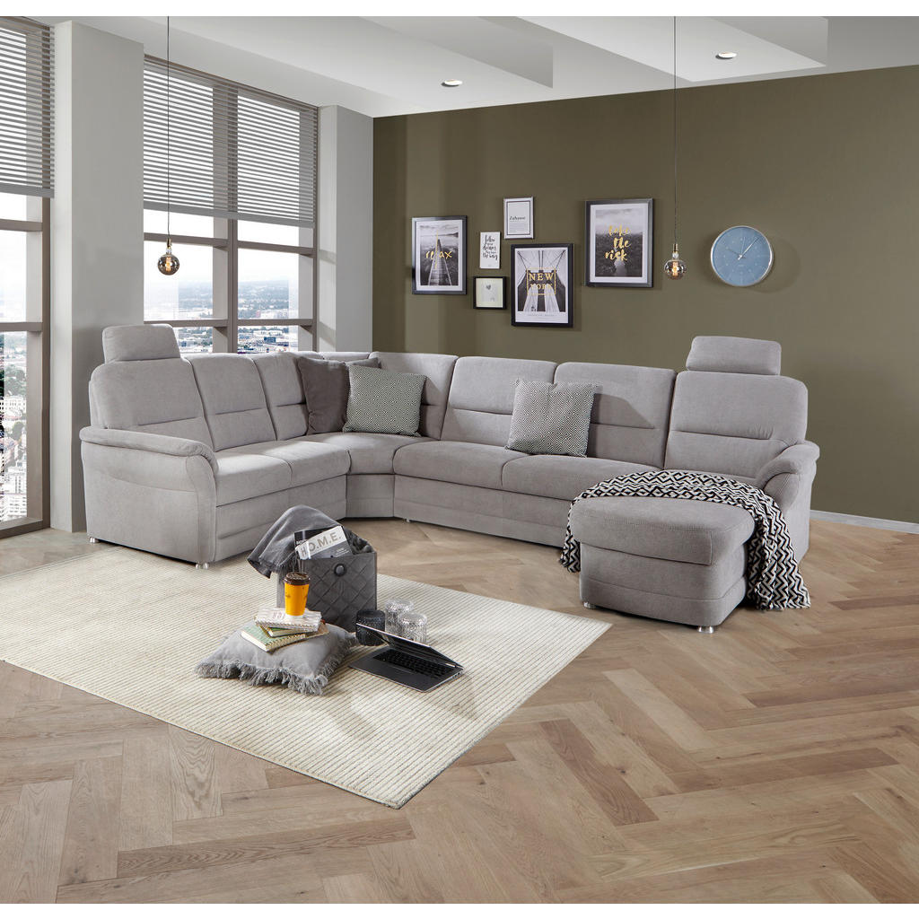 Wohnlandschaft mit Schlaffunktion Silberfarben