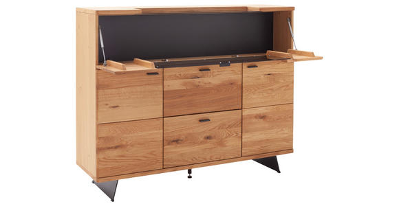 HIGHBOARD Wildeiche  150/121/44 cm  - Wildeiche/Anthrazit, Natur, Glas/Holz (150/121/44cm) - Linea Natura