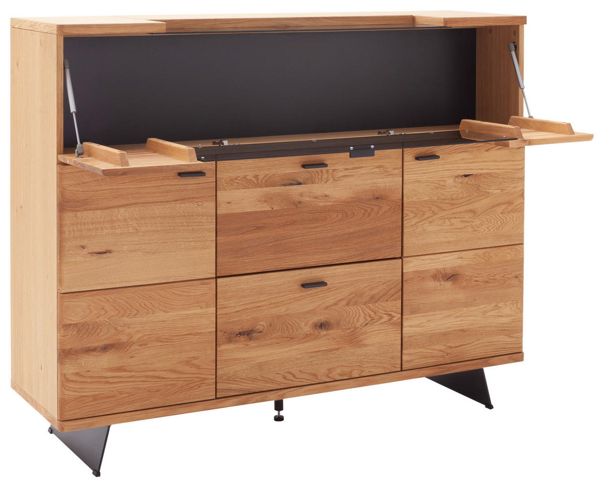 HIGHBOARD Wildeiche  150/121/44 cm  - Wildeiche/Anthrazit, Natur, Glas/Holz (150/121/44cm) - Linea Natura