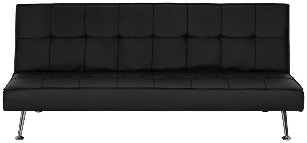 SCHLAFSOFA Lederlook Schwarz  - Silberfarben/Schwarz, Basics, Textil/Metall (179/74/91cm) - P & B