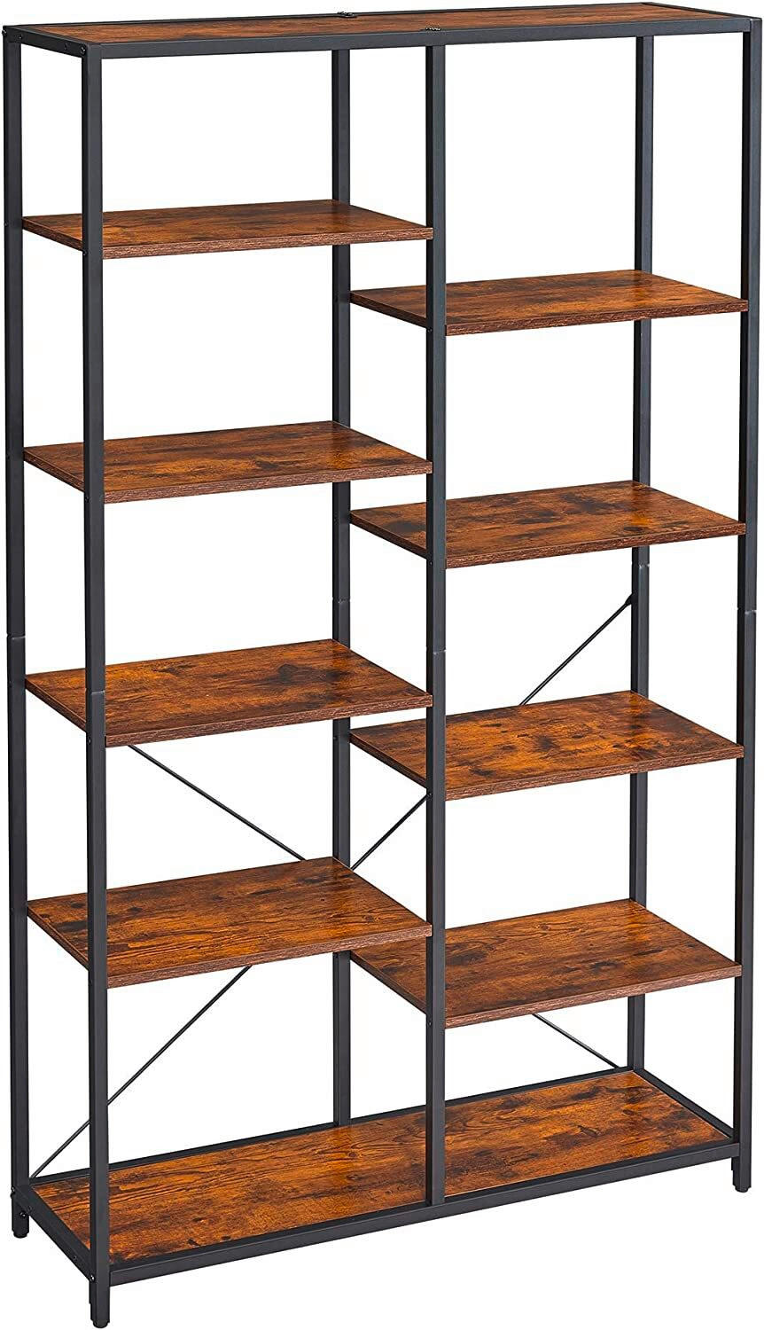 NÁSTENNÁ KNIŽNICA, hnedá, čierna, oceľ, 100/170/30 cm - hnedá/čierna, Basics, kov/kompozitné drevo (100/170/30cm) - Boxxx