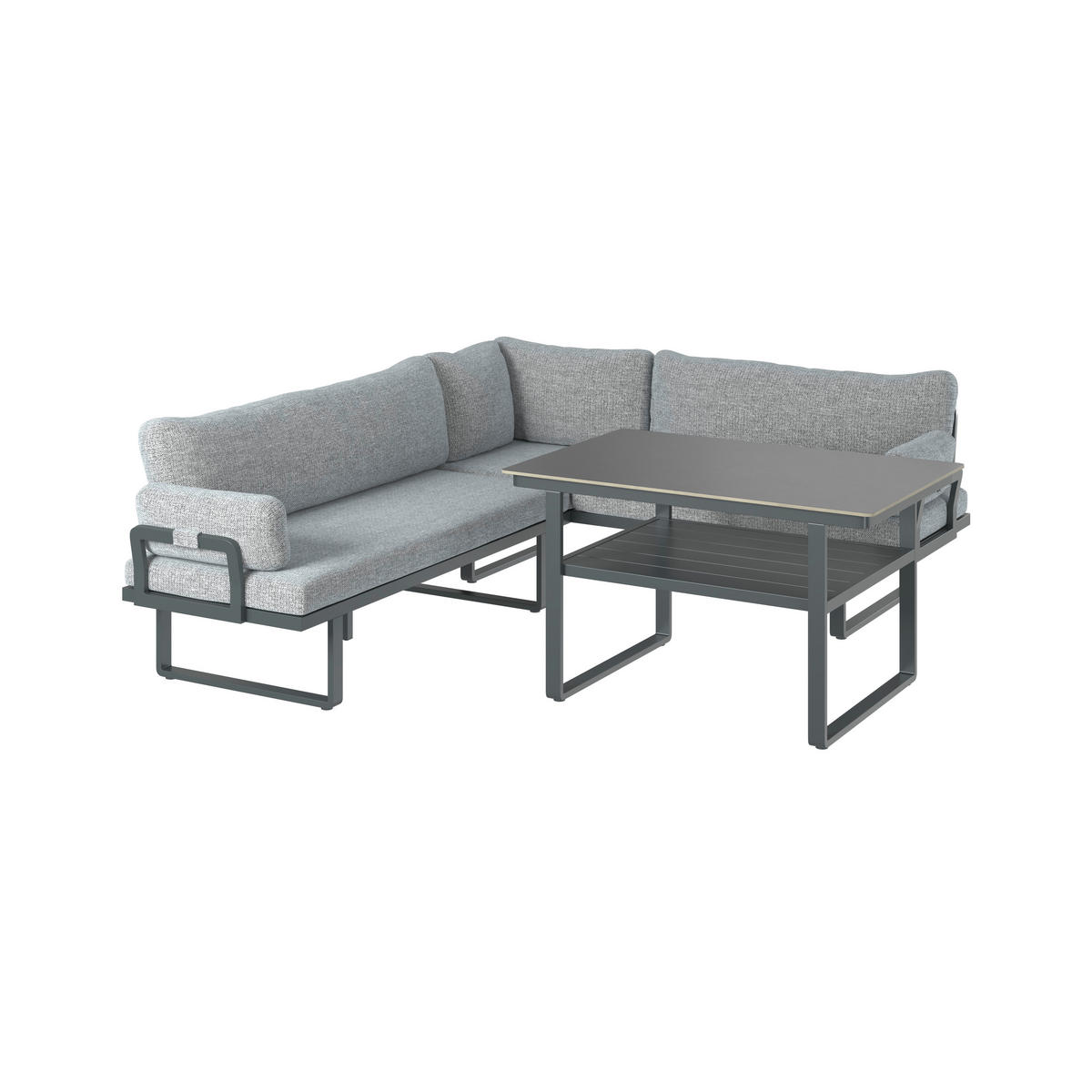 SALON DE JARDIN REPAS  3 pièces  - gris foncé/anthracite, Design, métal/textile (202/236cm) - Dieter Knoll