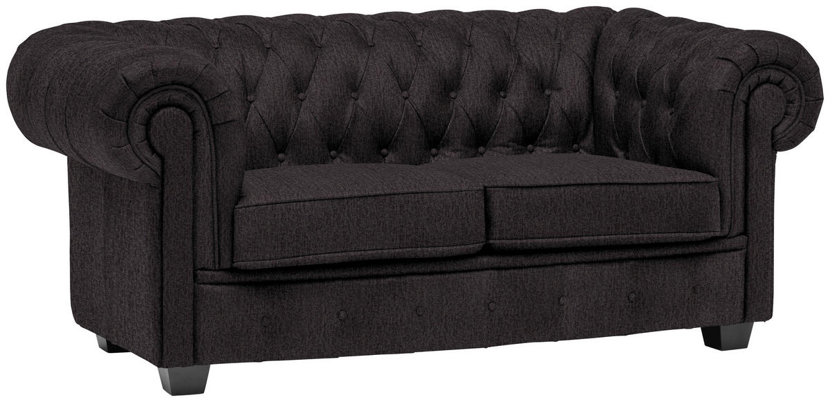 CHESTERFIELD SOFA antracit  - vendž/antracit, Lajfstajl, tekstil/drvo (180/76,5/96cm) - Landscape