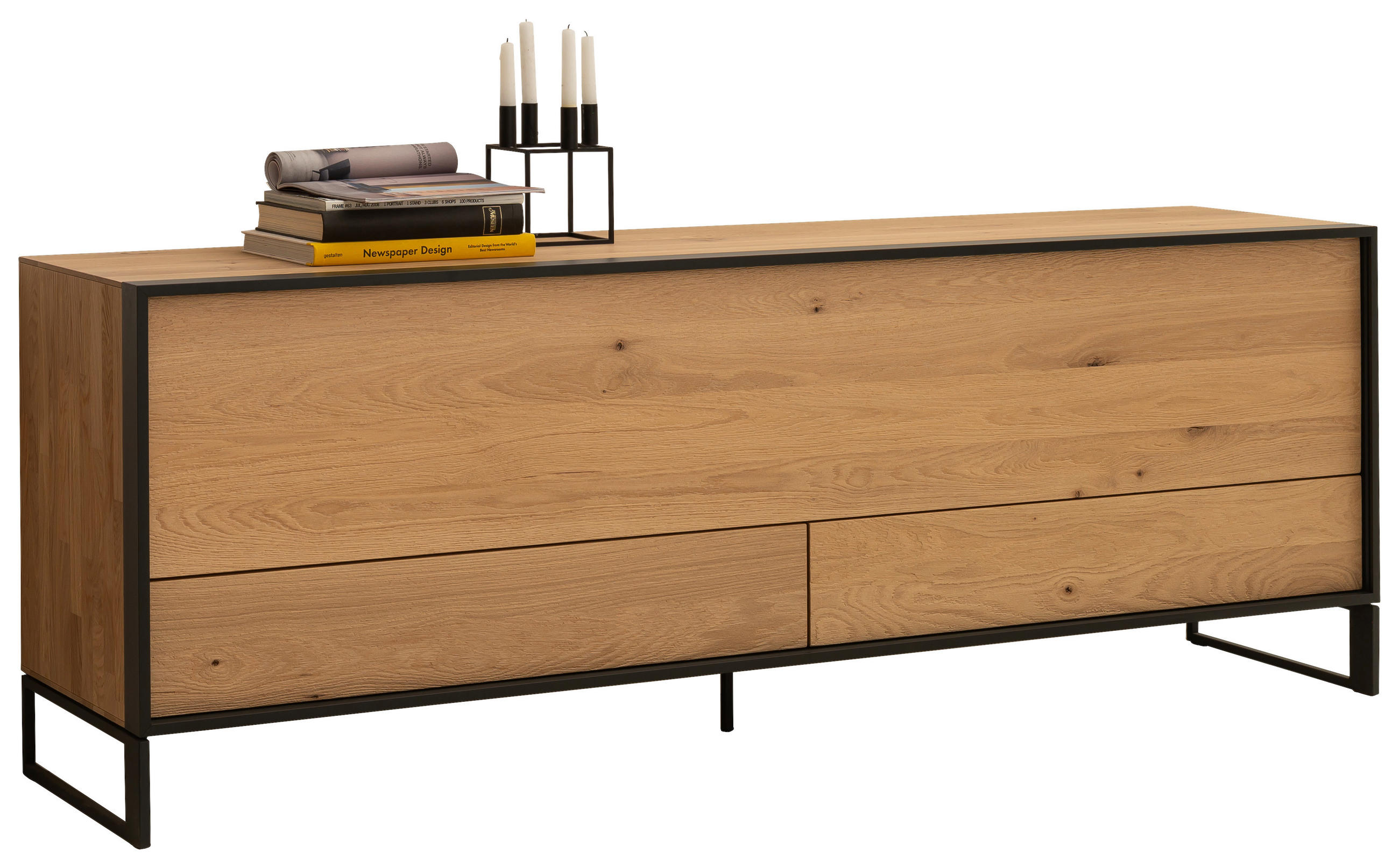 LOWBOARD Eichefarben  202/72/45 cm  - Eichefarben/Anthrazit, Design, Holz/Metall (202/72/45cm) - Schöner Wohnen