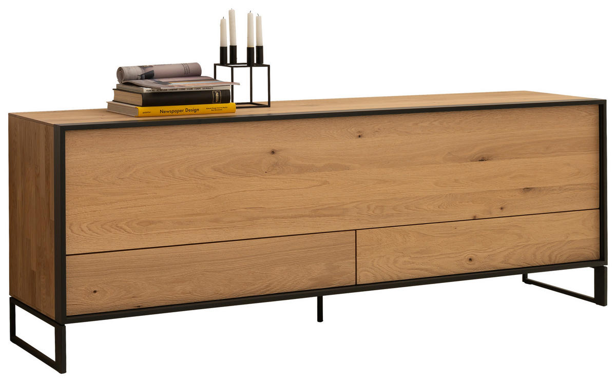 LOWBOARD Eichefarben  202/72/45 cm  - Eichefarben/Anthrazit, Design, Holz/Metall (202/72/45cm) - Schöner Wohnen