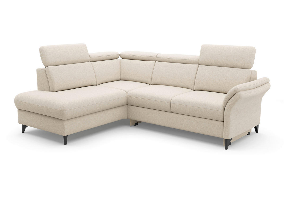 ECKSOFA GLENDALE E in Flachgewebe Creme  193/247 cm  - Creme/Schwarz, KONVENTIONELL, Textil/Metall (193/247cm) - Sit & More